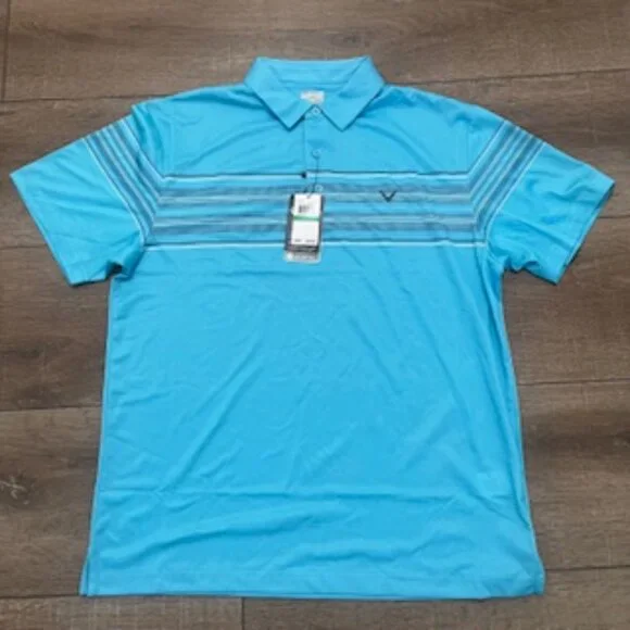 NEW Callaway Polo Shirt Men’s size Large Golf Turquoise short sleeve NWT - Picture 2 of 15